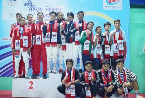 नवौं राष्ट्रिय खेलकुदः फेन्सिङतर्फको पुरुष फोयल टिम इभेन्टमा बागमतीलाई स्वर्ण