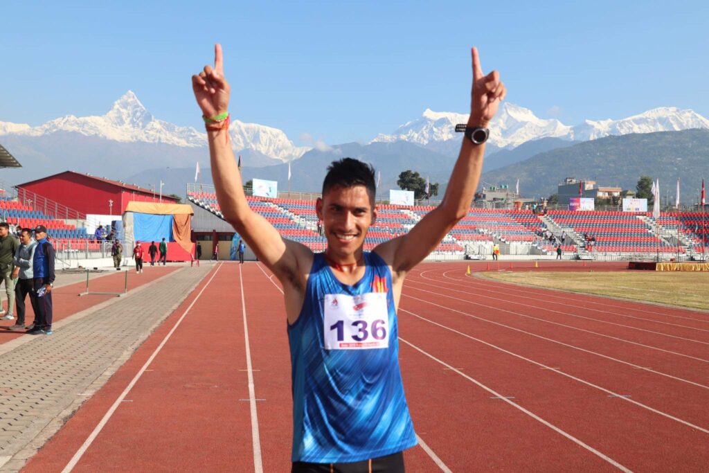 पुरुष १० हजार मिटर दौडमा आर्मीका दीपकलाई राष्ट्रिय कीर्तिमानसहित स्वर्ण