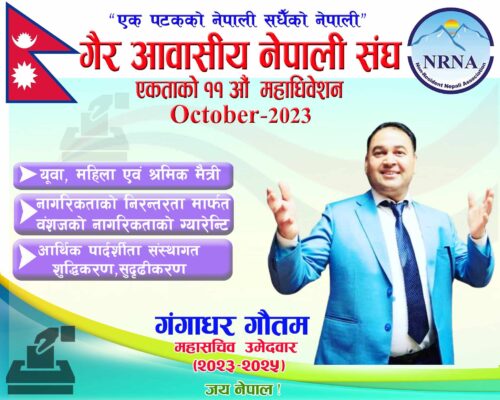 एनआरएनए अन्तर्राष्ट्रिय समन्वय परिषदको उपाध्यक्षमा गौतमको उम्मेदवारी