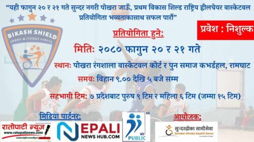 राष्ट्रिय ह्वीलचेयर बास्केटबल च्याम्पियनसिप पोखरामा हुँदै