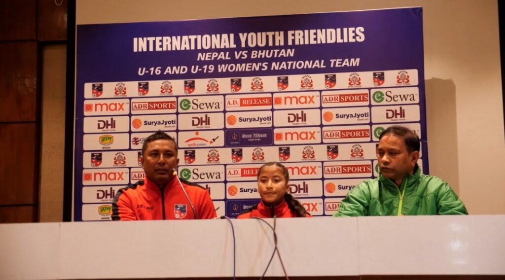 नेपाली यू–१६ महिला फुटबल टिमले आज भुटानसँग मैत्रीपूर्ण खेल खेल्दै